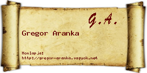 Gregor Aranka névjegykártya